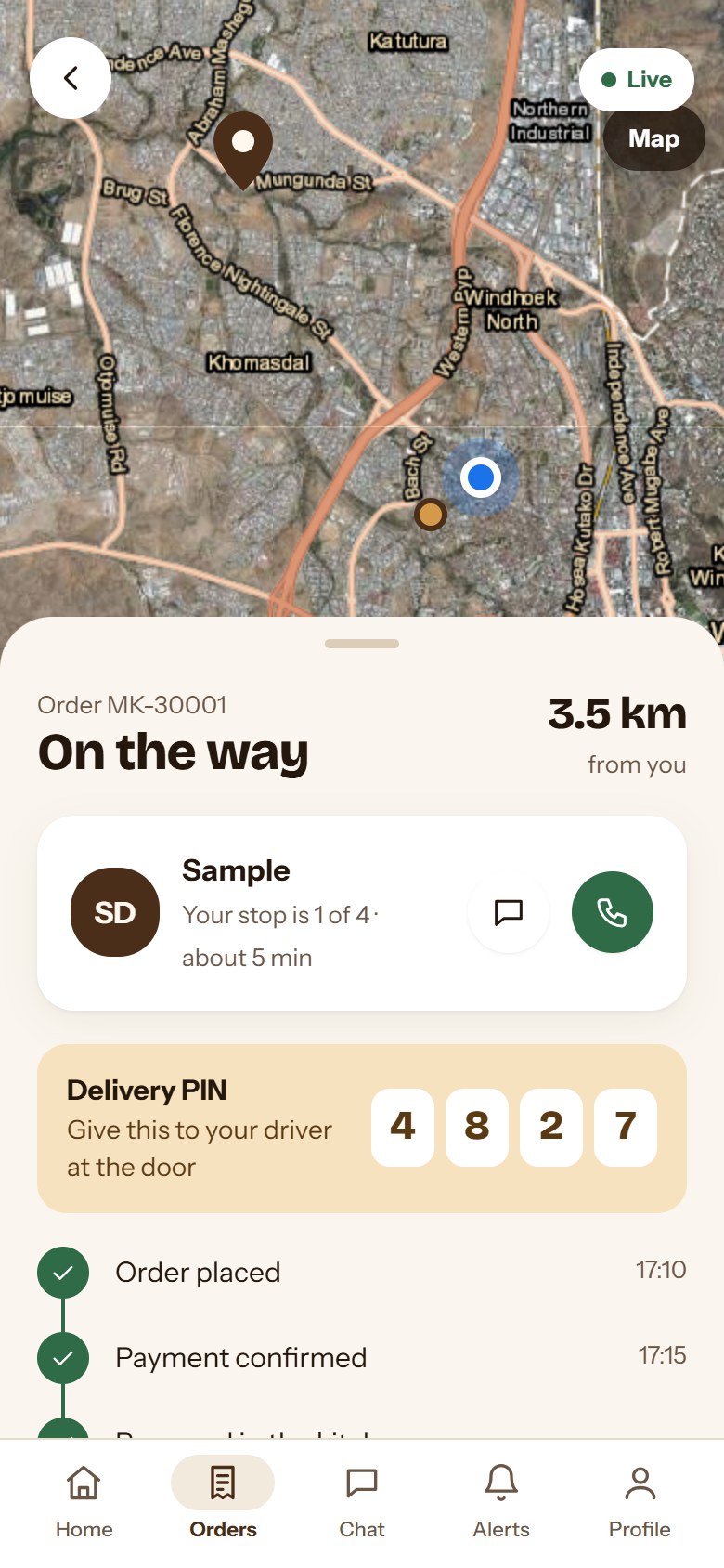 Mee Kakwiila order screen