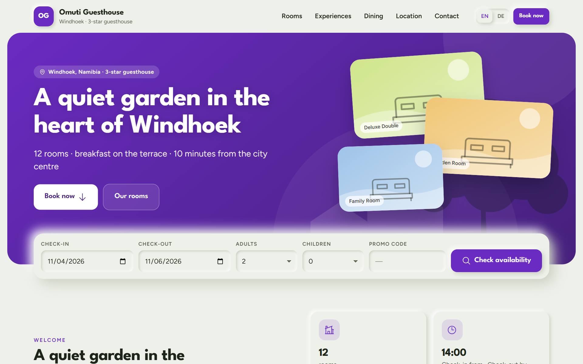 RestBook: The guesthouse's own website. An optional website that shows live prices and takes bookings directly, with no commission.
